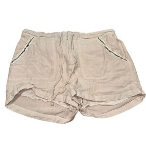 Skies Are Blue Cream Cotton Blend Shorts